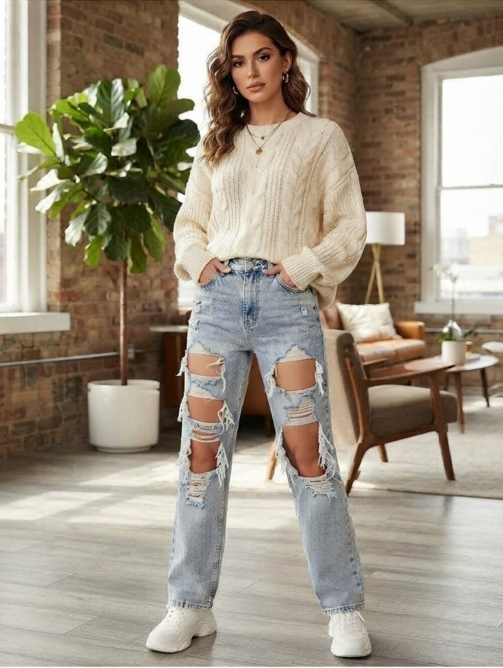 Aeropostale 90's Baggy Distressed Light Wash Jeans Size 8